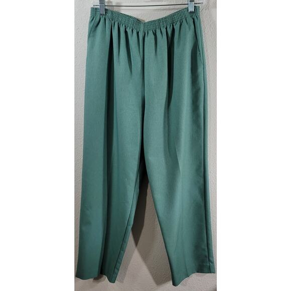 Draper's & Damon's Green Elastic Waist Pull On Dress Pants 12P Lightweight Soft - Picture 1 of 6
